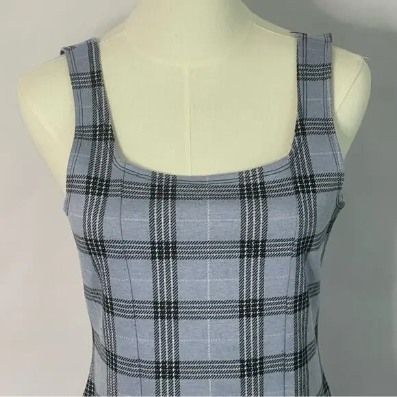 Popular Basic blue plaid 90s Y2K Clueless womens dress Size XL preppy academia - Picture 2 of 11